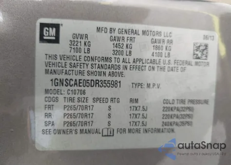 2013 Chevrolet Tahoe Ls from USA, damaged, VIN 1GNSCAE05DR355981